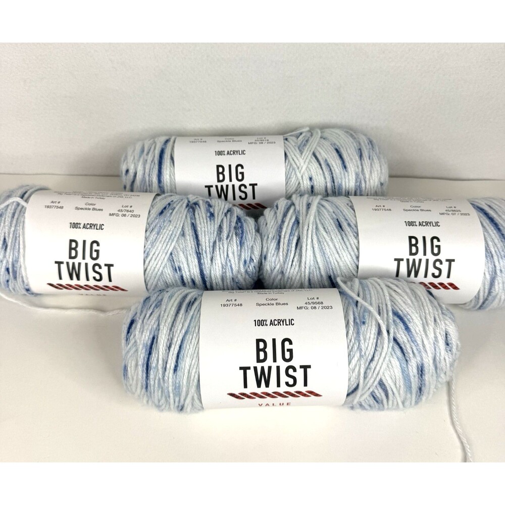 Big Twist Value Speckles Blues Acryllic Skeins 45/7640 LOT (4) 1173